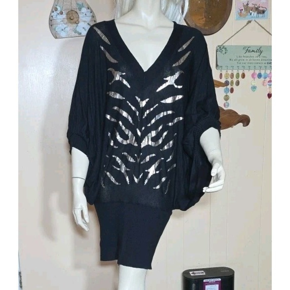 Y2k 90's Arden B. Blouse‎ Dress  Animal Pattern Sequence NWT Fitted